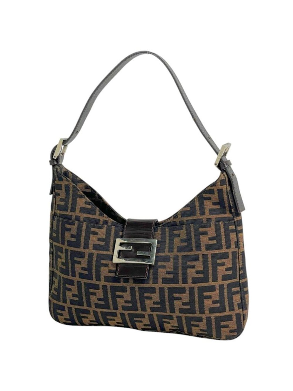 Fendi Shoulder Bag Zucca Pattern Canvas Brown